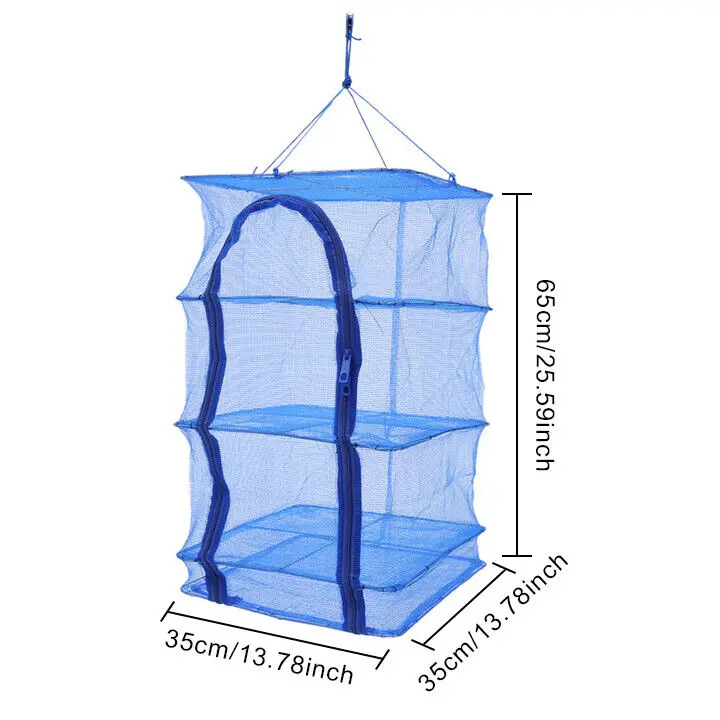 4 Layer Folding Fish Drying Net Mesh Hanging Veg Fruit Plant Herb Drying Rack US