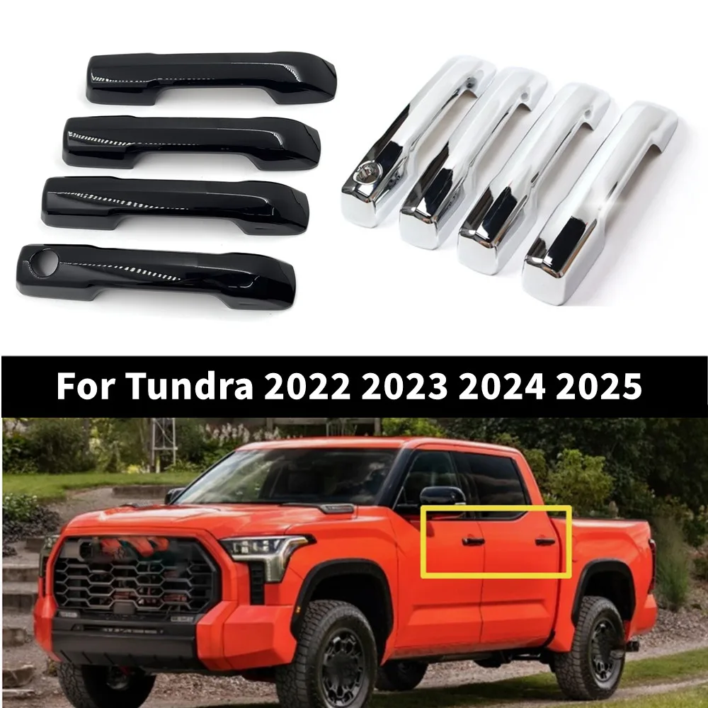 

4PCS For Toyota Tundra 2022 2023 2024 2025 Car Door Handle Cover Exterior Moulding Trim Overlay Stciker Protector Accessories