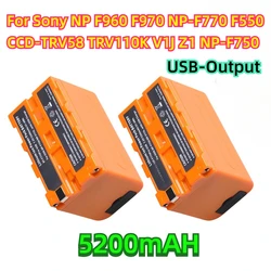 For Sony NP F960 F970 NP-F770 F550 CCD-TRV58 TRV110K V1J Z1 NP-F750 5200mAH USB-Output  Battery LED Button