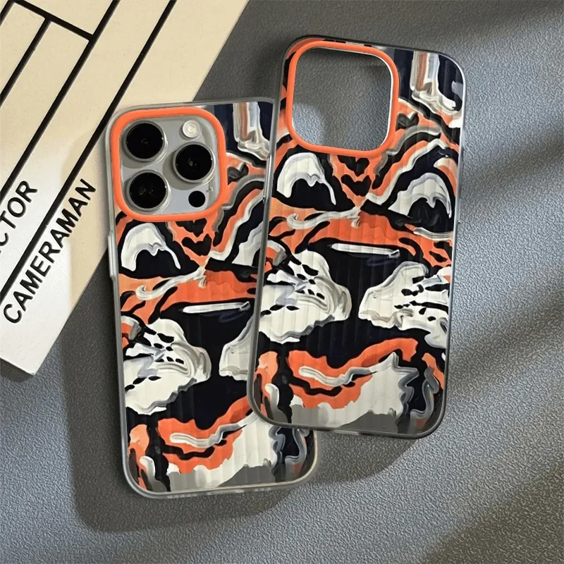 GraffitiIns Lovely Abstract Tigerg Phone Case For iPhone16 Pro Max 15 14 13 12 11 Xr Xs Max 7 8 Plus 12 Mini Amusing Soft Y2K Ph