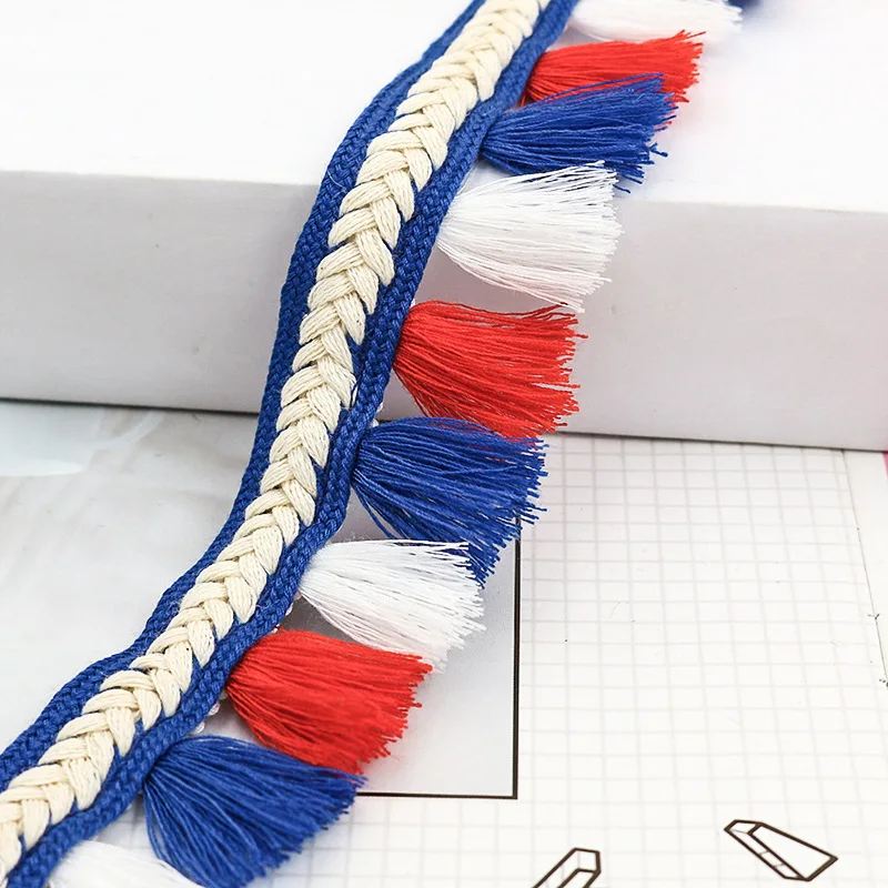 Tassel Lace Trim Polyester Tassel Fringe Trim Color Tassel Lace Ribbon Sewing Garment Accessory Clothing Curtain Home DIY Decor