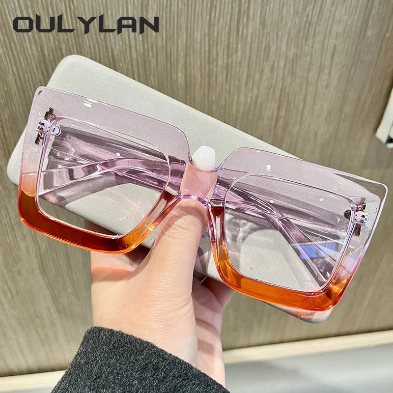 Oulylan Anti Blue light Eyeglasses Frames Women Men Oversized Colorful Glasses Frame Optical Computer Spectacle  Frame