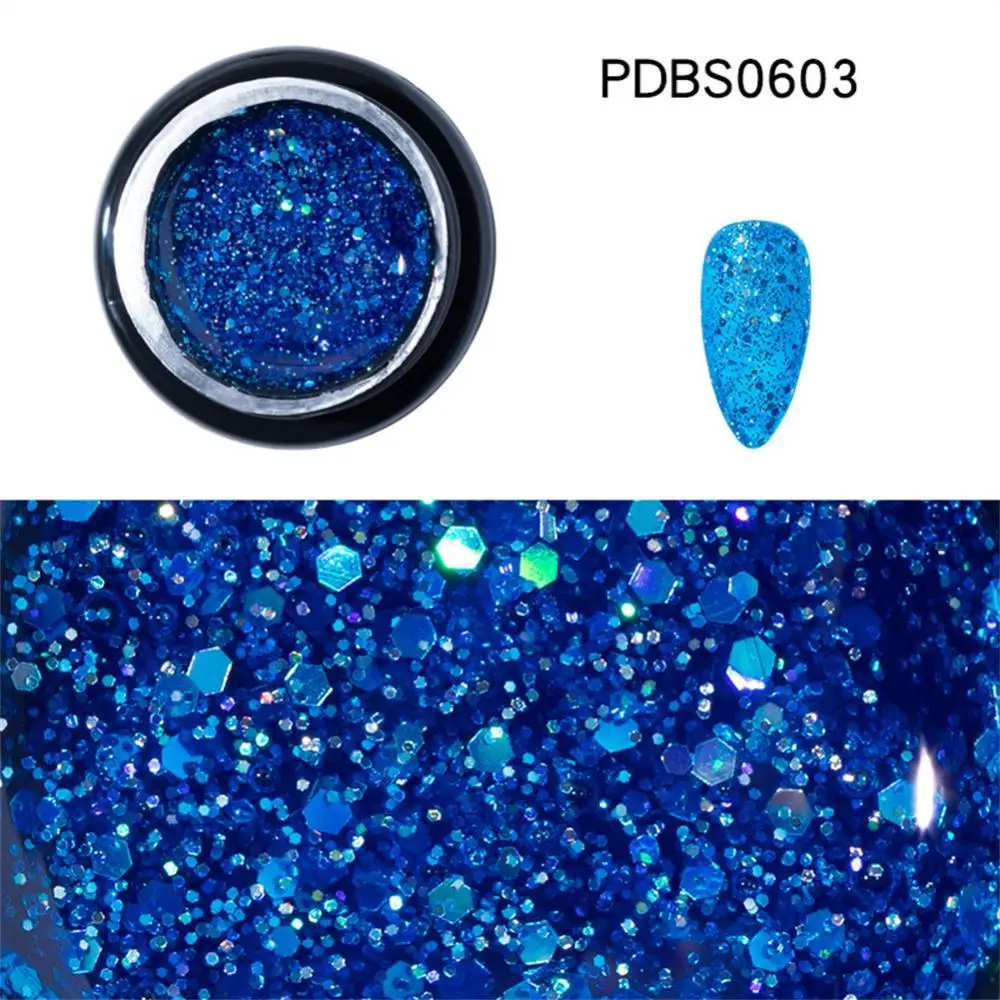 Сверкающая УФ-терапия Легко наносится Серебро Ослепительный Долговечный Блеск Необычный дизайн ногтей Стильный Неподдерживаемый Профессионально Блестящий