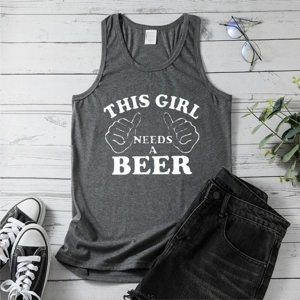 Seeyoushy THIS GIRL NEEDS A BEER 2023 Summer New Womens Tank Top Trend Casual Sports Top Y2K Aesthetic Women's Clothing Harajuku