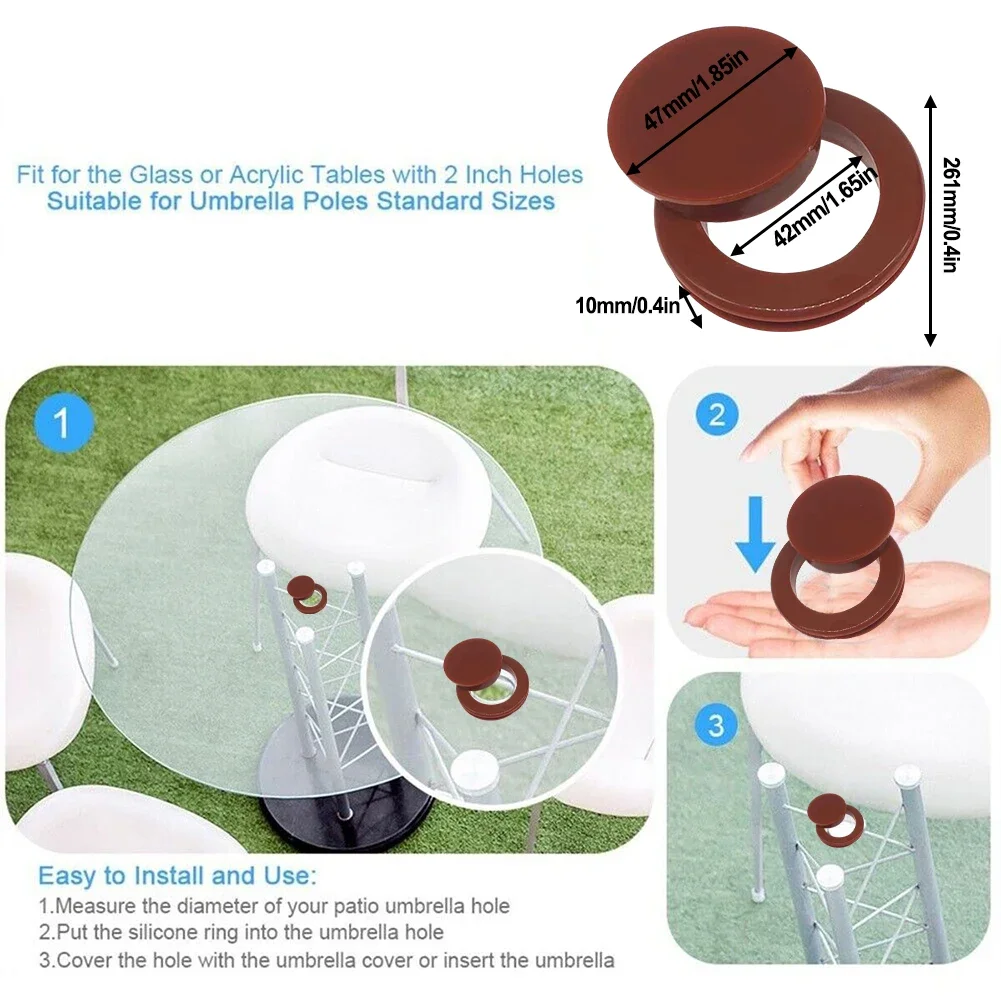 Set Clear Umbrella Hole Ring Plug Not Easy To Break Plastic Plug Cap Cover Silicone Umbrella Hole Cap Brown Red