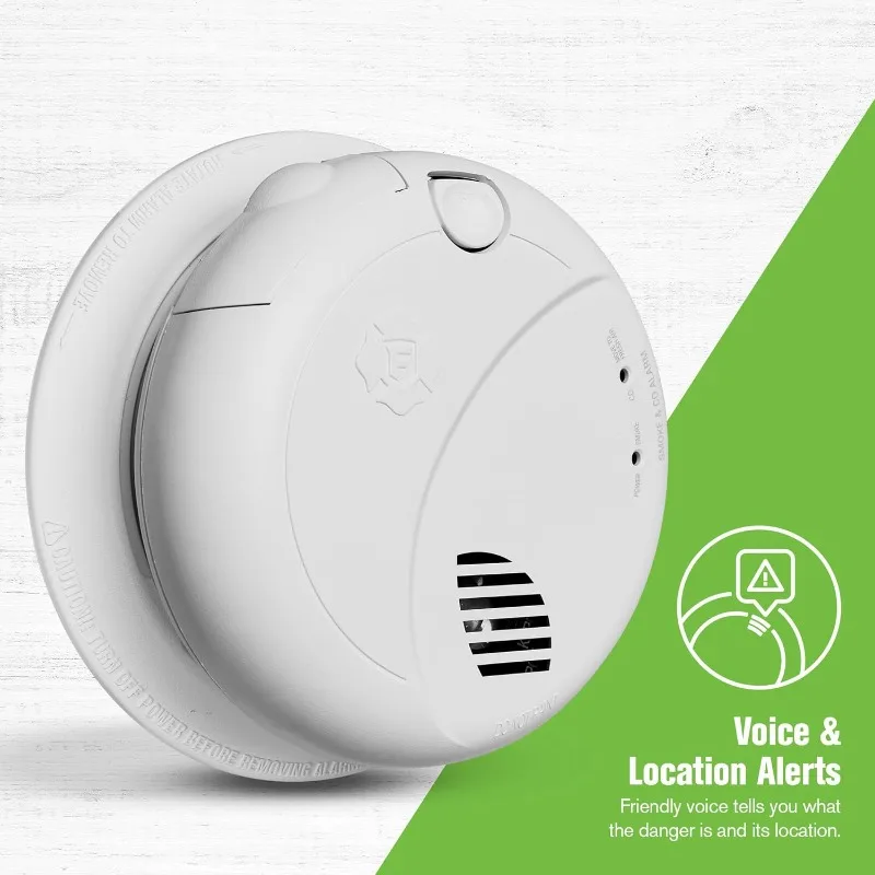 SMCO100V-AC, Interconnect Hardwire Combination Smoke & Carbon Monoxide Alarm with Battery Backup and Voice & Location Alerts