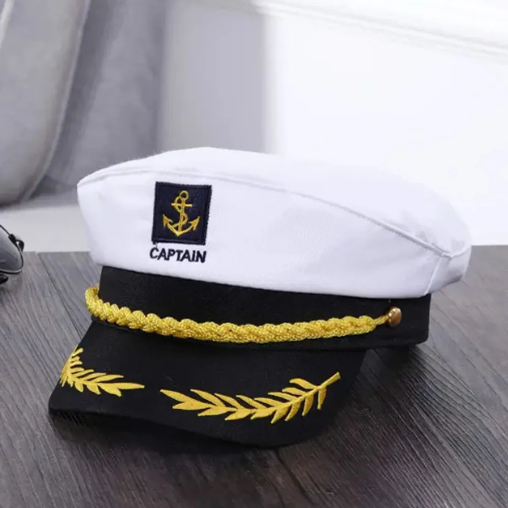 Navy Hat Yacht Military Hats Adult Yacht Boat Skipper Ship Sailor Captain Costume Hat adjustable Cap Marine for Men Women Navy