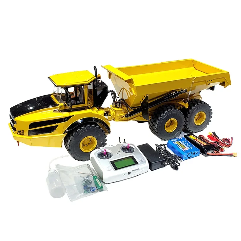 A40G 1/14 RC Hydraulic Articulated 6*6 Truck Model Remote Control Hydraulic Metal Car Model Toy Free Battery