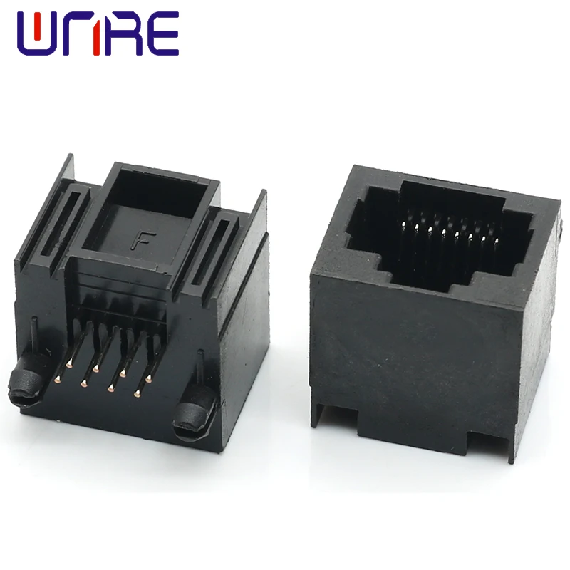 All Plastic 5Pcs RJ45-56 Without Light Crystal Head Female 8P8C Black Without Spring Network Socket Connector Interface