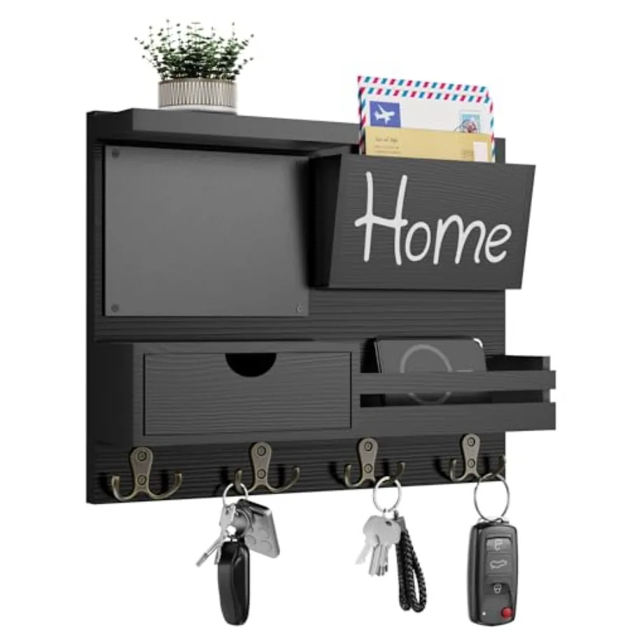 

Настенный органайзер для ключей в стиле фермерского дома с отделением для почты — простая установка, настенный держатель-органайзер с выдвижным ящиком для карточек и кошелька