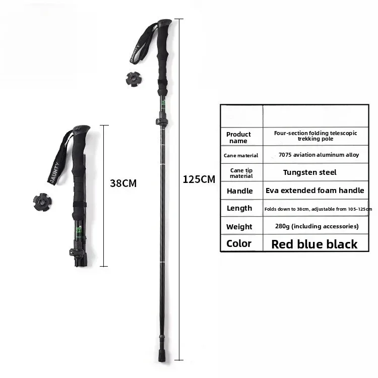 

Practical Classic High-strength Four-section Retractable Folding Short Hiking Stick EVA Outdoor Straight-handled Walking Stick