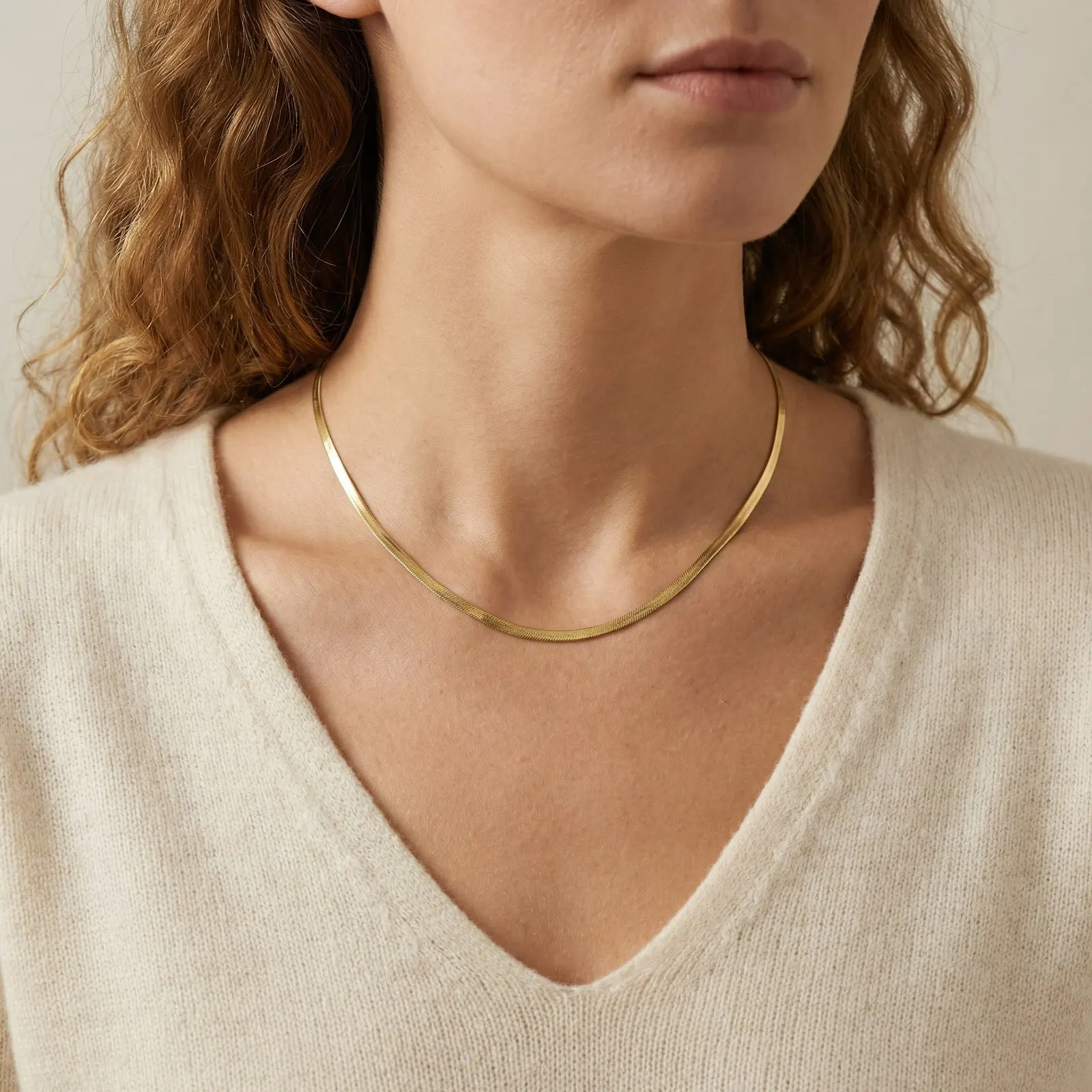 Vnox 18K Gold Plated Blade Flat Snake Chain Necklaces, Stainless Steel Blade Choker Anti-allergy Jewelry Gift for Women Girls