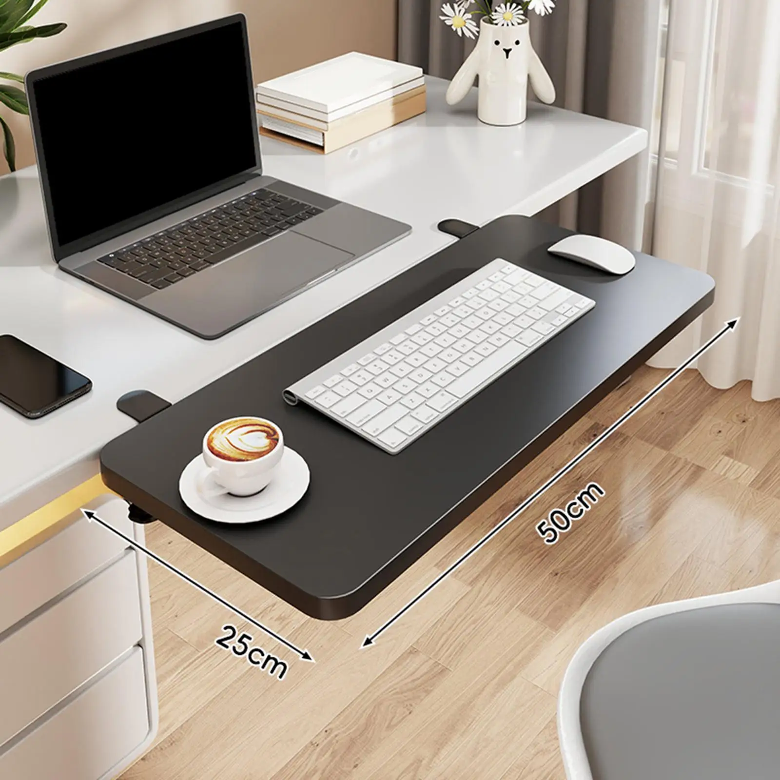 

Office Desk Extension Board for Adults, Table Mount Extension Attachment, Keyboard Tray, Easy Installation