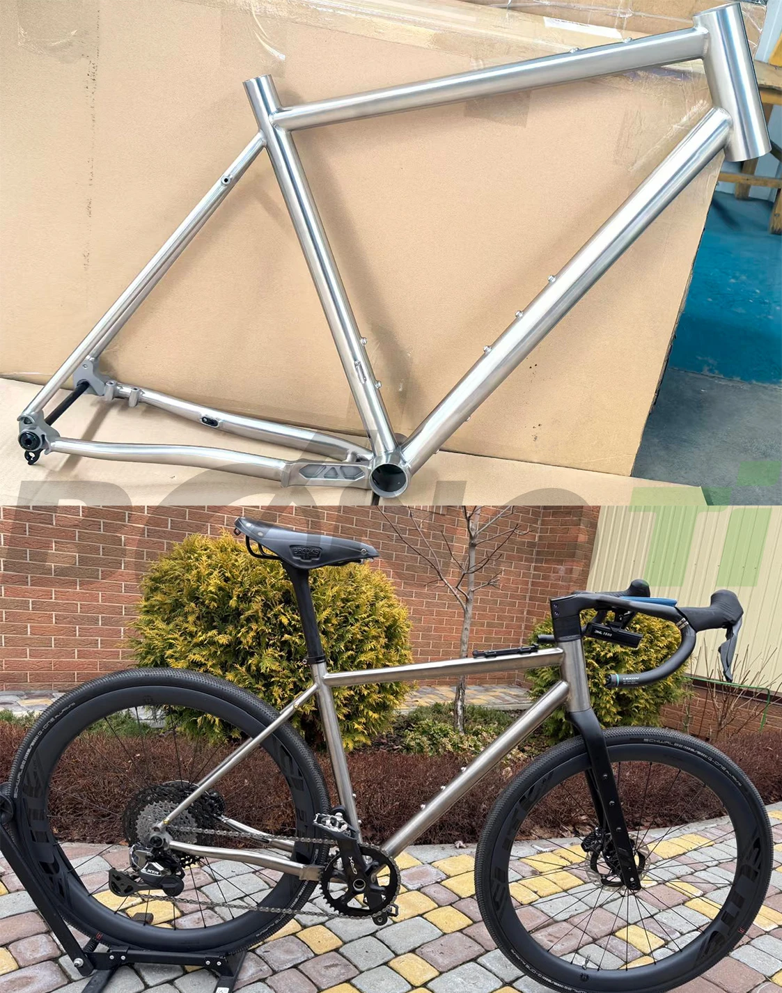 700C Titan-Legierung Gravel-Rahmen SRAM UDH Schaltauge Vollständig Interne Kabelführung