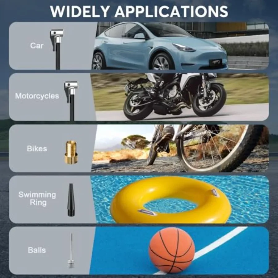 منفاخ إطارات محمول مع مضخة هواء لاسلكية أسرع 6X لإطارات السيارات 150 رطل لكل بوصة مربعة مضخة إطار دراجة كهربائية مع ضوء LED ورقم #5
