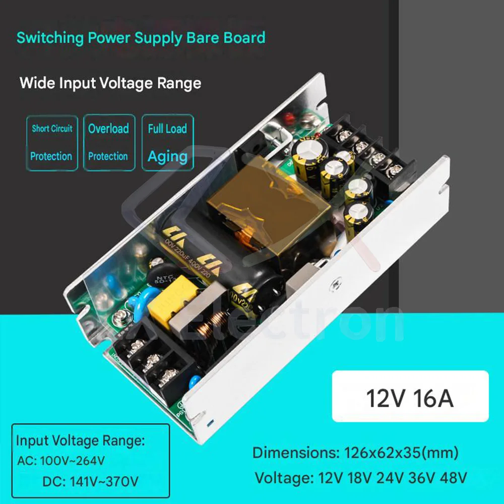 12v-16a-200w-スイッチング電源ボードモジュール-産業制御およびステージライト用