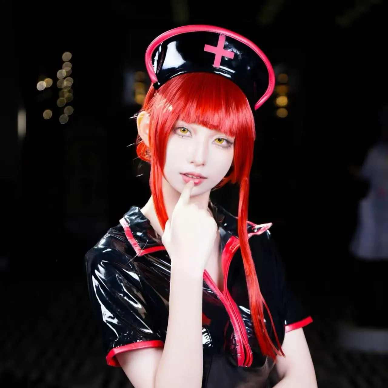 

Anime Chainsaw Man Costume Cosplay Makima Power Sexy Nurse Uniform PU Leather Dress Suit Wig Women Halloween Costume Outfits