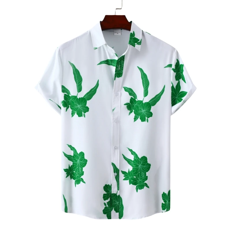 Camiseta de manga corta Hawaiana para hombre, ropa Popular coreana, Tiki de playa, Verano