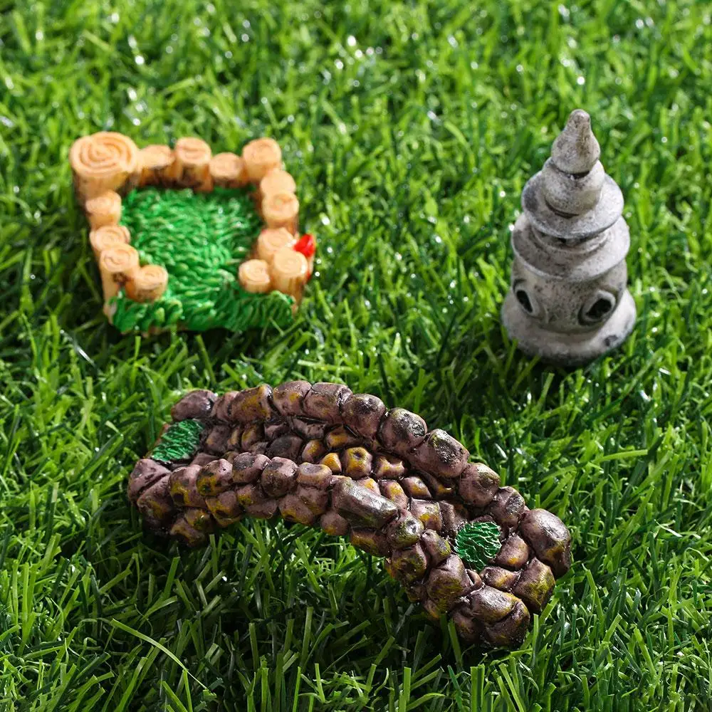 Gift Bonsai Ornament Resin Dollhouse Grassland Bridge Pool Figurine Micro Landscape Home Decor Miniature Model
