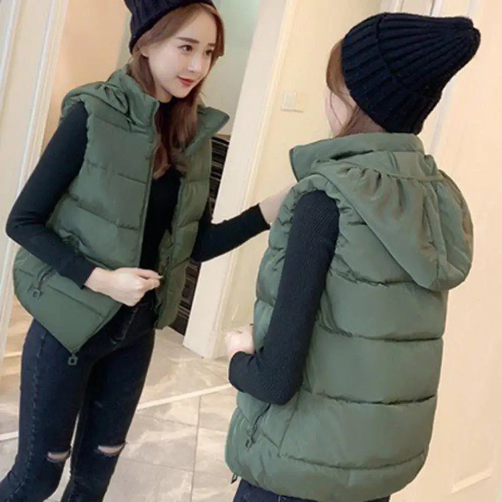 Women Vest Coat Comfortable Detachable Hat Windproof Women Winter Loose Sleeveless Jacket Sleeveless Jacket Cold Proof