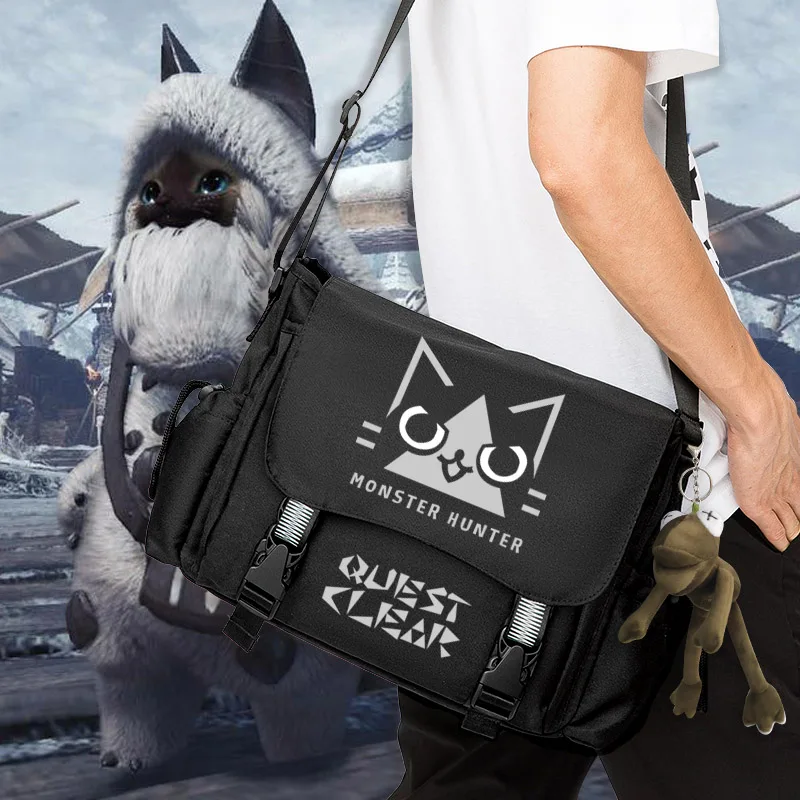 Monster Hunter Shoulder Bag Cosplay Oxford Crossbody Messenger Student School Black Bag Teenager Fashion Casual Travel Gift