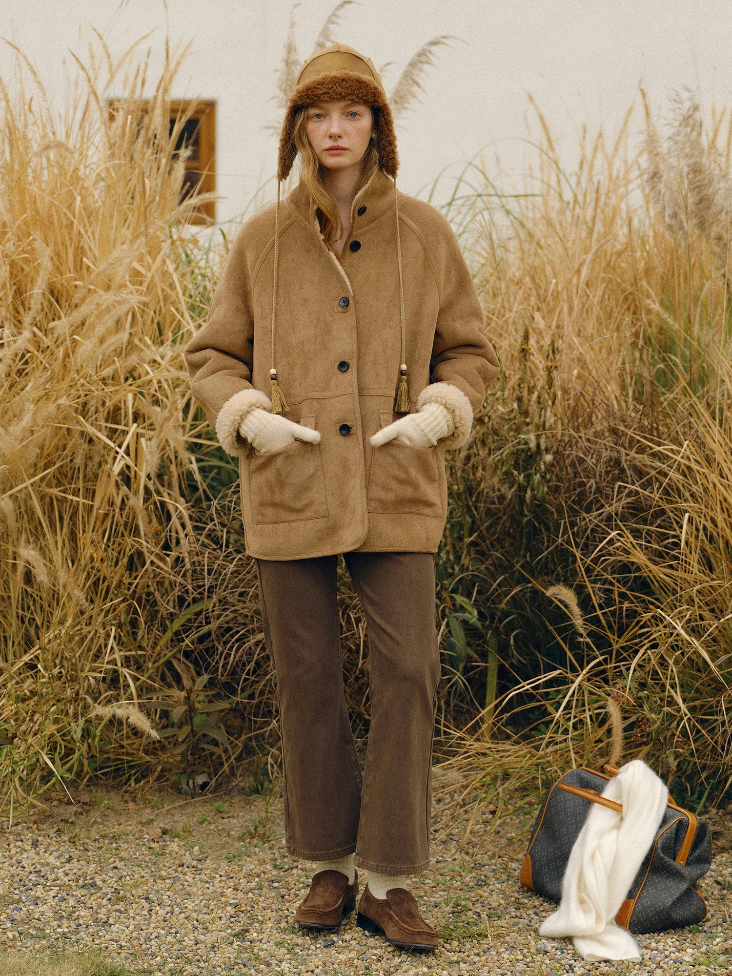 

Брюки Clean Sense Vintage Fce с подкладкой, повседневные, с высокой талией, из смесового хлопка, микро-клеш, женская модная зимняя коллекция