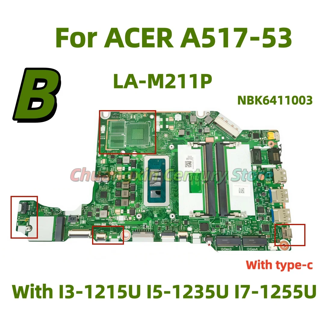 LA-M211P Is Suitable for Acer A517-53G A315-59 Laptop Motherboard with I3-1215U I5-1235U I7-1255U UMA Tested and Shipped