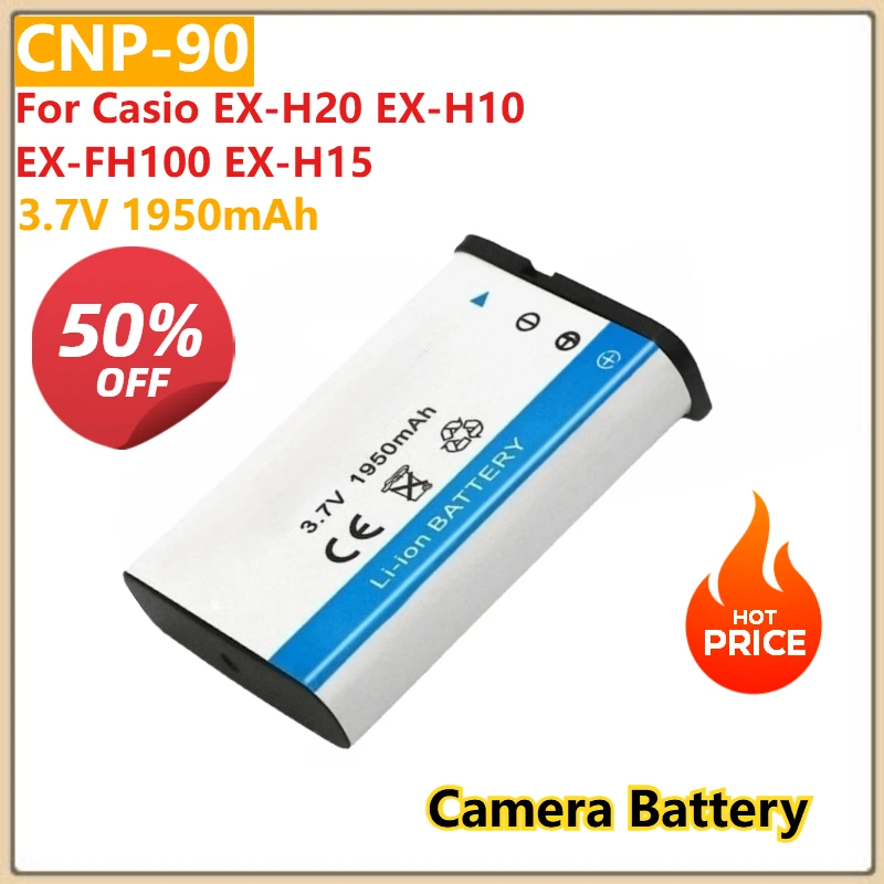 

Replacement Camera Battery CNP-90 3.7V 1950mAH ForCasio EX-H20 EX-H10 EX-FH100 EX-H15 CNP90