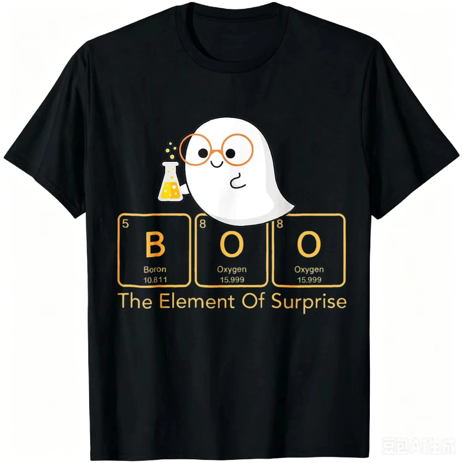 Chemistry Boo The Element of Surprise Cute Chemist Halloween Graphic T-Shirt Men Women Cotton Unisex Casual Short Sleeve Tops