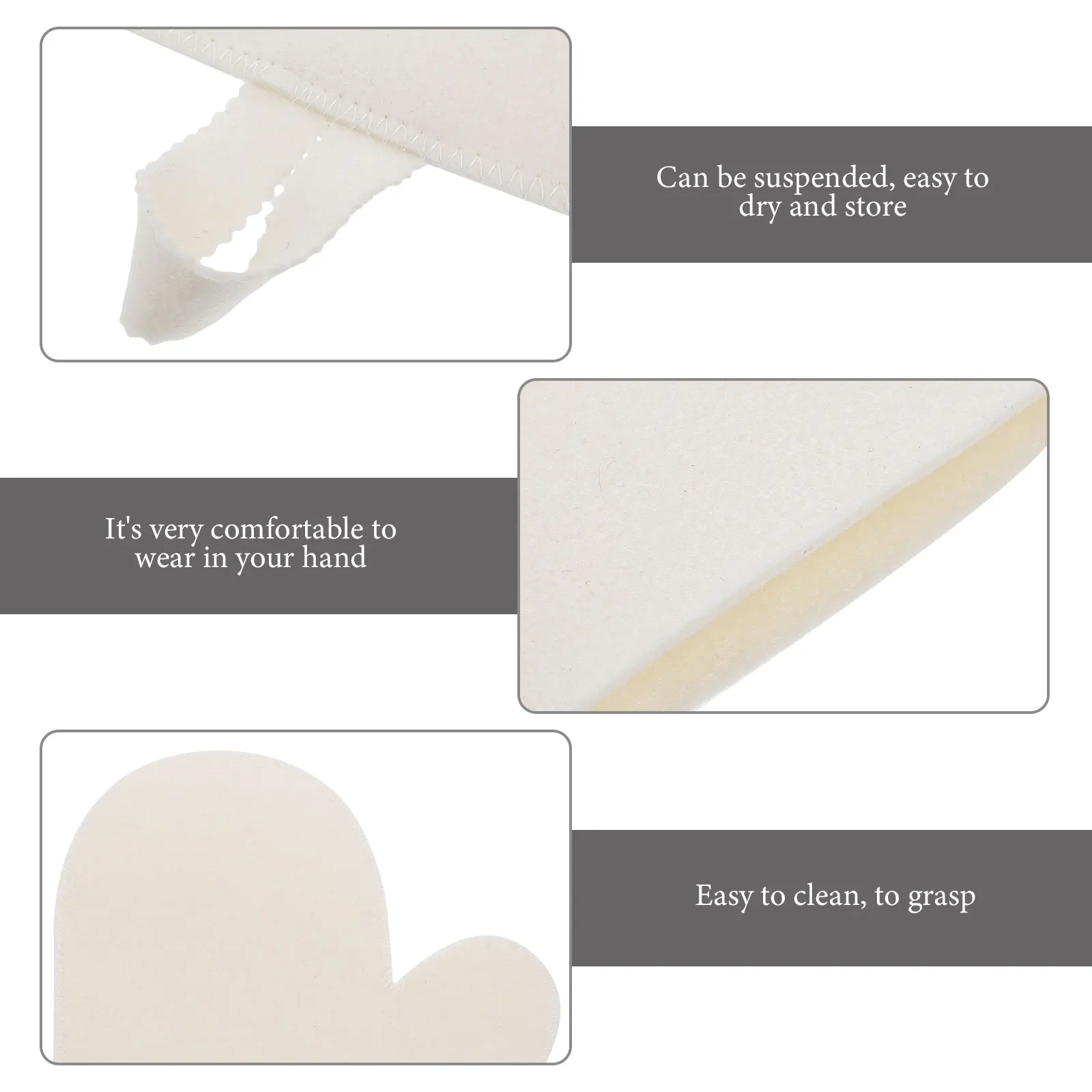 

2pcs Insulation Gloves Felt Kits Bath Scrubber Back Scrubbing White Gray Sauna Tools Shower Hand Body Massage Exfoliating Mitts