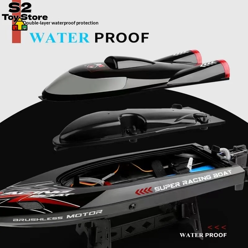 WL Tech WL916 RC Racing Boat Brushless Motor 55KM/H High Speed Electric Rechargeable Large RC Speedboat For Kids Water Sports