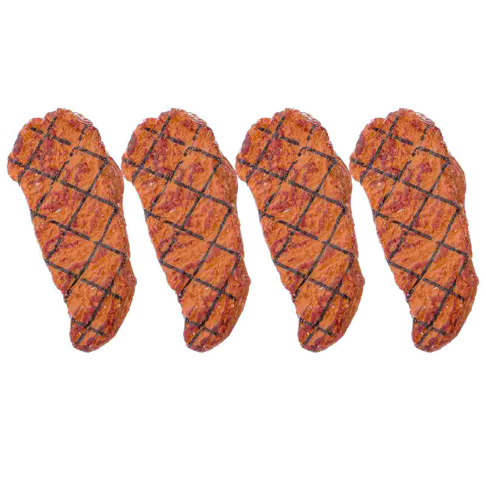 

4 Pcs Mini Steak Artificial Decor Fake Realistic Prop Roast Food Model Simulated Steaks Models