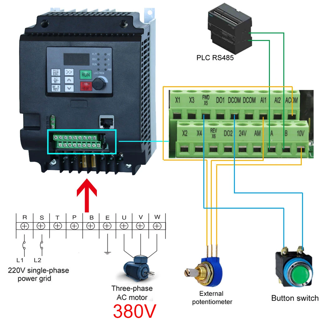 For 2.2KW/4KW/5.5KW/7.5KW/11KW Frequency Inverter 220V TO 380V Input 1 Phase 220V Output 3 Phase 380V NFlixin
