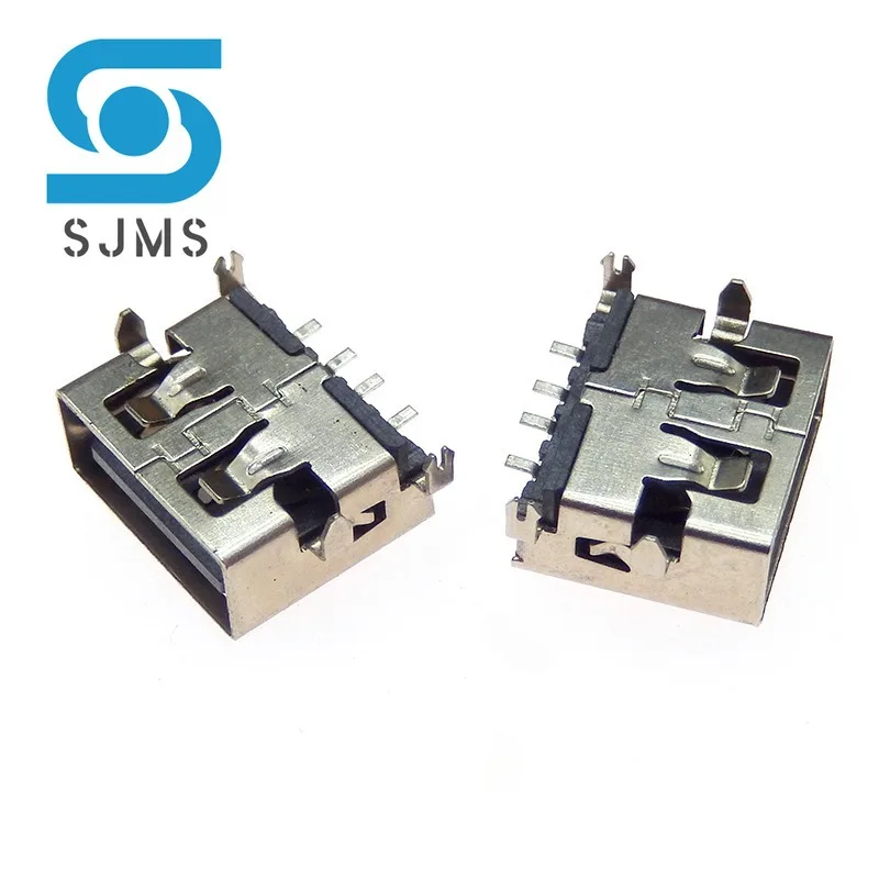 10PCS USB 2.0 Type A female socket AF10.0mm 90 ° 4pin AF 10.0 PCB Mount Socket Connector Flat Edge With/without frame DIP SMT