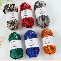100M Metallic T-Shirt Yarn Fabric Cloth Knitting Yarn DIY Hand Woven Bag Blanket Cushion Crocheting Projects