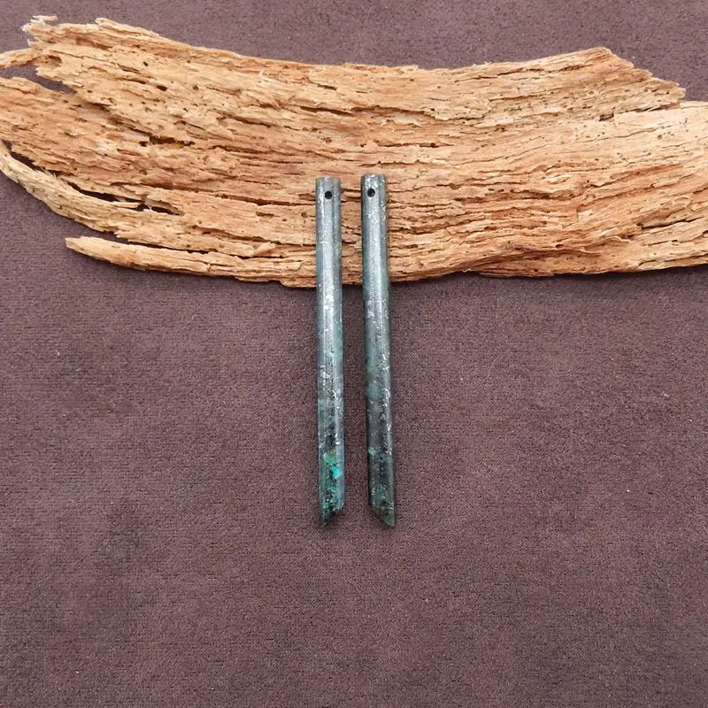 

Подвески из натуральной африканской бирюзы с длинной палочкой, бирюзово-зеленый драгоценный камень, полированные узоры в стиле патина, ремесленное изготовление ювелирных изделий в деревенском стиле