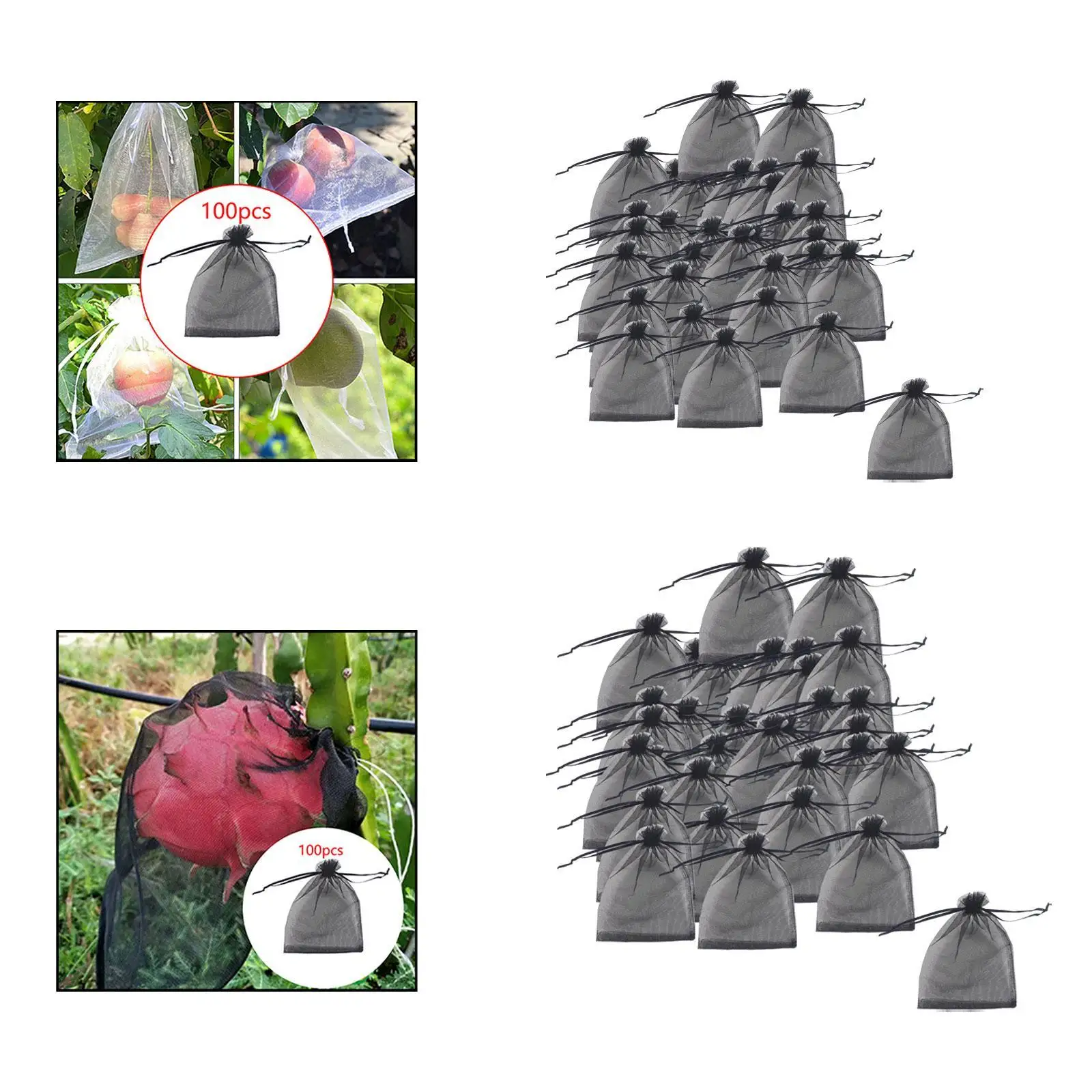

100Pcs Fruit Protection Bags Mesh Fruit Protectors for Mangoes Plants Grapes