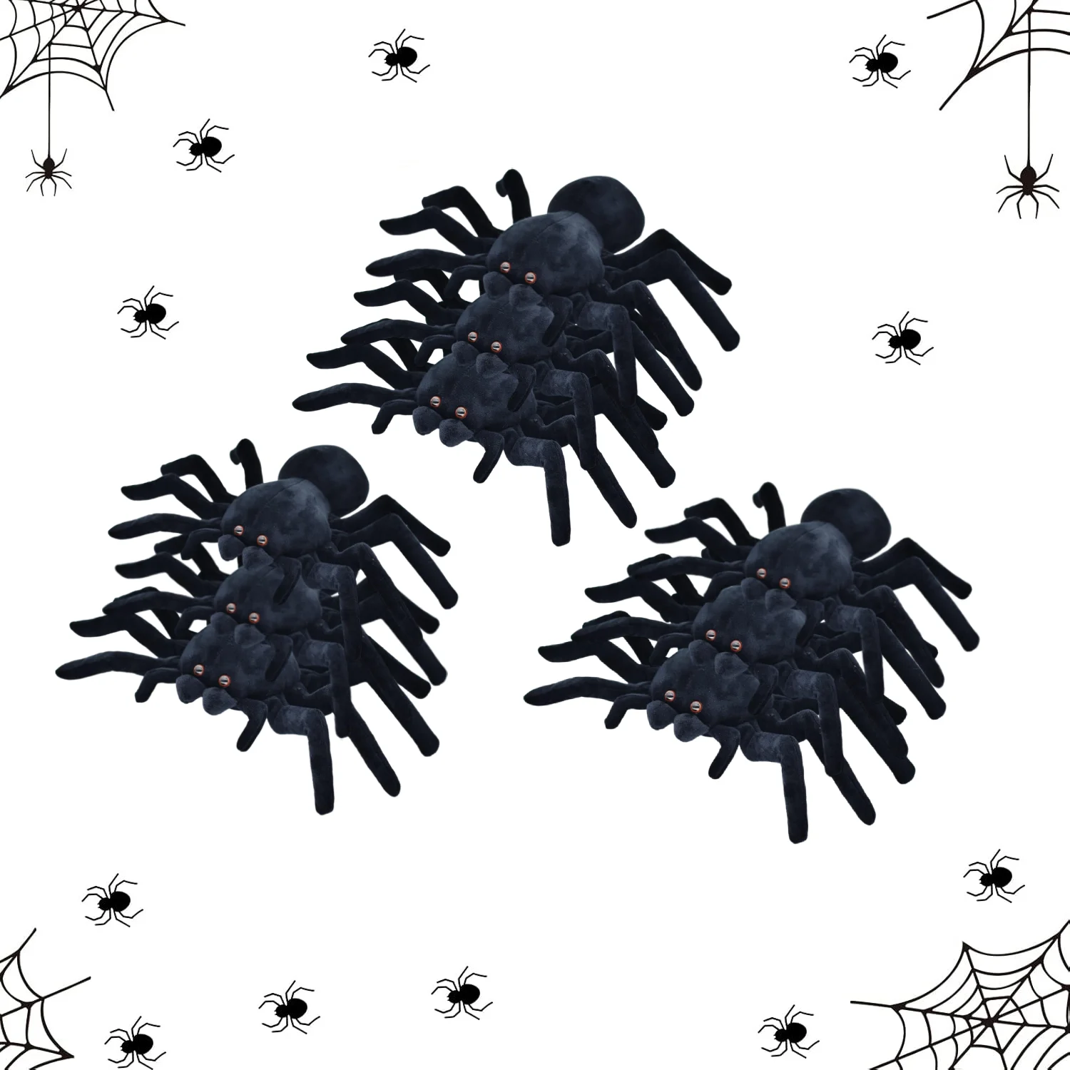 

9pcs Black Spider Plushies, Collectible Decorative Big Eyes Tarantula Stuffed Toy Squishes Washable Cushy Mini Doll for Hallowee