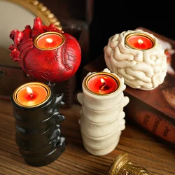 1 Piece Halloween New Arrangement Scary Candle Holder Decoration Heart Brain Ghost Festival Decoration Supplies Props