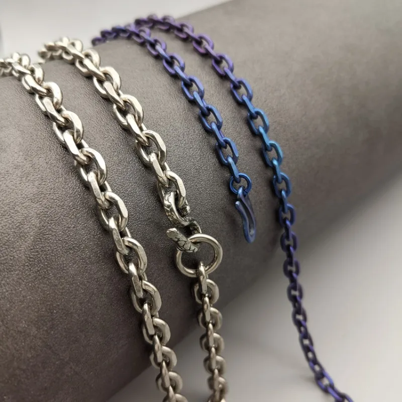 

Pure Titanium Necklace 7mm Wide Thick O-Ring Chain Classic Retro Punk Trend Men Necklace Jewelry Gift Lightweight Anti Allergic