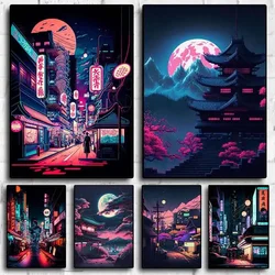 Pop Neon Japan Tokyo Urban Landscape Poster Prints Aesthetics Natural Scenery Anime Comics Wall Art Canvas Printing Home Decor