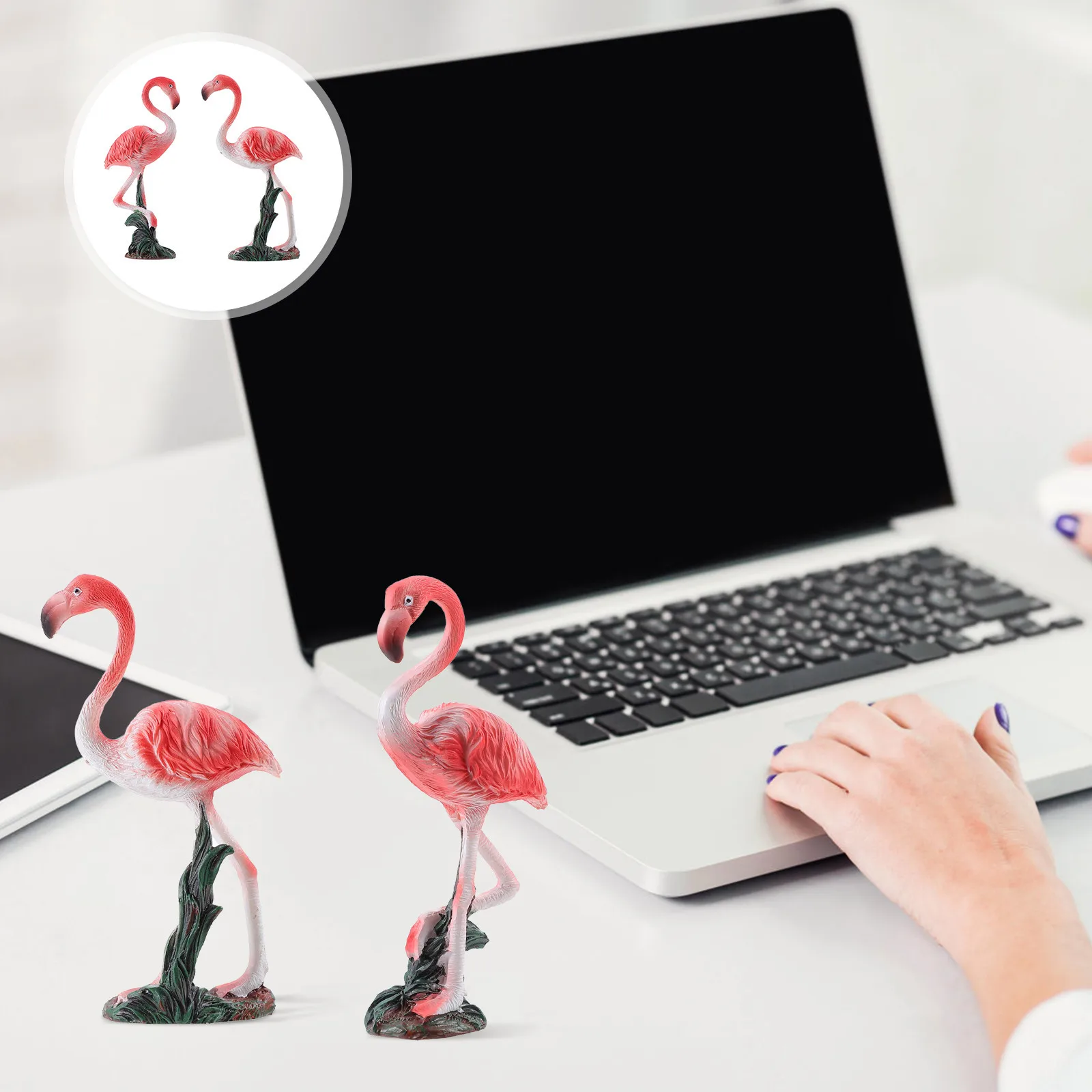 2 قطعة حديقة فلامنغو الراتنج زخرفة حية دائم الديكور للخارجية ساحة الحديقة سطح المكتب بونساي الزينة المشهد الصغير DIY بها بنفسك #4