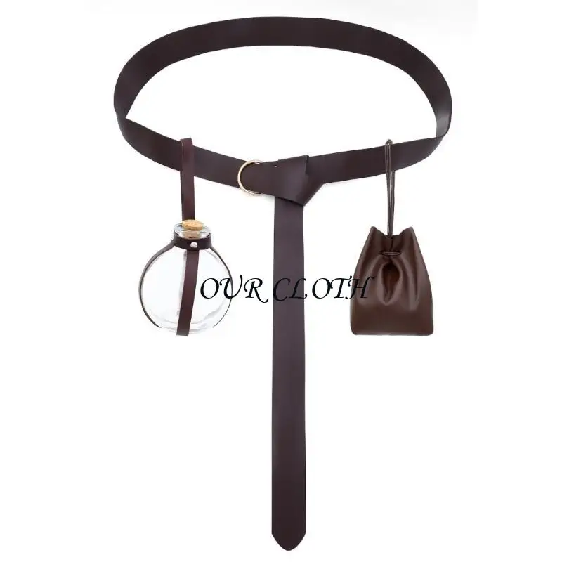 Średniowieczne skórzane torba ze skórzaną torbą w talii boczne pakiet z korek miksturą butelkę Medieval skórzana torba