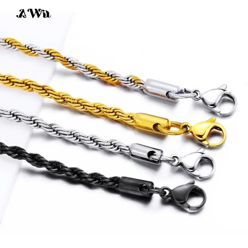 AWit Hot Selling Hip-Hop Stainless Steel Rope Chain Fashion Men And Women