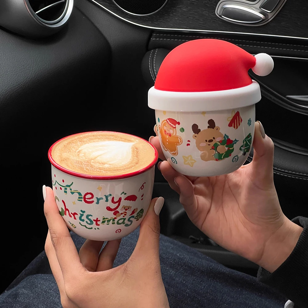 

Cute Christmas Coffee Mug 230ml Mini Kawaii Ceramic Cups For Tea Milk Water Juice Mocha Lovers Creative Breakfast Cup Gift For W