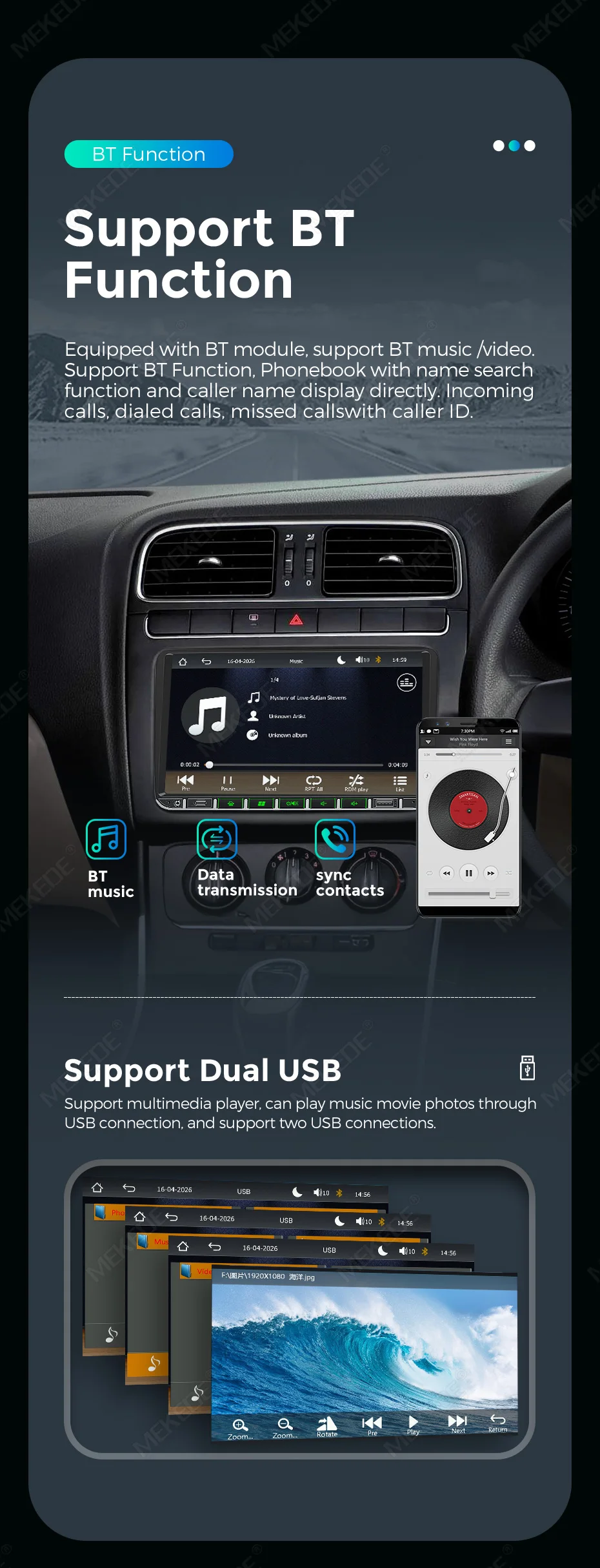 MEKEDE EU Lager 7/9 Zoll Linux-System Kabelloses CarPlay Android Auto 2Din Universelles GPS-Navigations-Autoradio für Volkswagen Universal VW Golf 5 6 Polo Passat B6 B7 CC Skoda Jetta MP5-Player SWC BT WIFI USB FM RDS Host-Einheit Stereo-Multimedia-Player – Detail 13