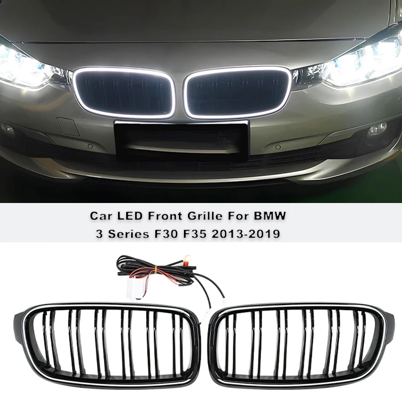 new Black Led Front Grilles For BMW 3 Series F30 F31 F35 320i 330i 335i 2013-2018 Car Accessories Kidney Racing Grills