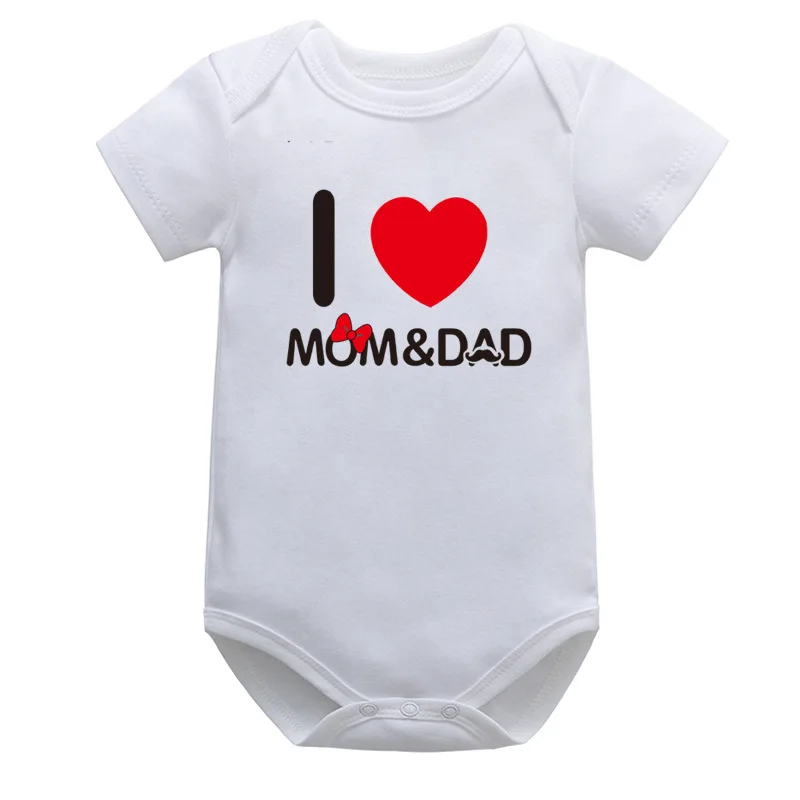 Newborn Bodysuit Girl I Love MOM&DAD Letter Print Baby Romper Infant Body Short Sleeve Jumpsuit Toddler Bebe Boy Clothes Outfit