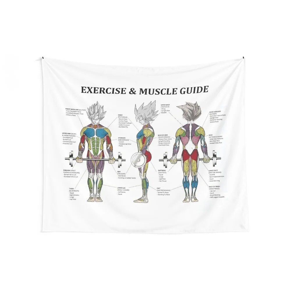 Anatomy Chart - Muscle Diagram - Anime Workout Inspirational Tapestry Carpet Wall Wallpapers Home Decor Tapestry