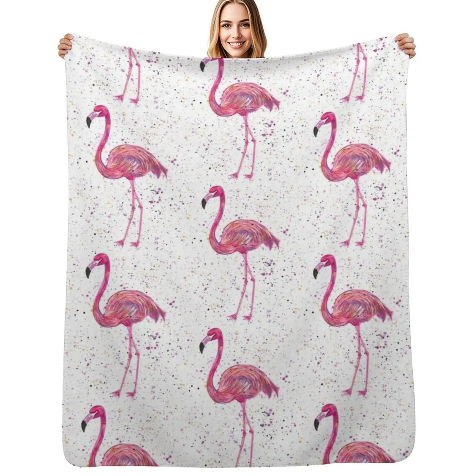 

Lola the Flamingo Throw Blanket Personalized Gift Shaggy Cute Plaid Luxury Thicken Blankets